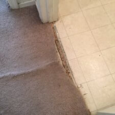 A carpet that has been cut in half.