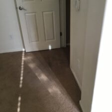 A door way with sunlight coming through the window.